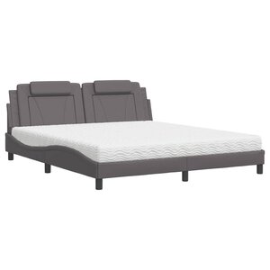 vidaXL Lit avec matelas gris 180x200 cm similicuir