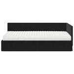 vidaXL Cadre de lit d'angle avec matelas Noir 90 x 190 cm Velours