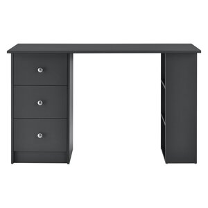Table de bureau secrétaire poste de travail informatique avec 3 tiroirs 120 cm gris foncé 03_0004711