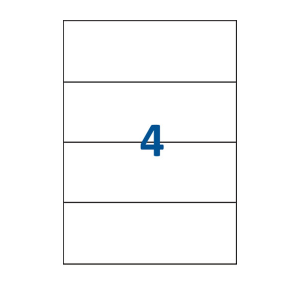 Lot de 100 Planches étiquettes autocollantes blanches sur feuille A4 : 210 x 74 2 mm (4 étiquettes par feuille  spéciales bons de transport)