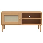vidaXL Meuble TV SENJA aspect rotin marron 106x40x49cm bois massif pin