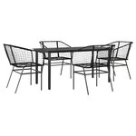 vidaXL Ensemble à manger de jardin 5 Pièces noir résine tressée verre