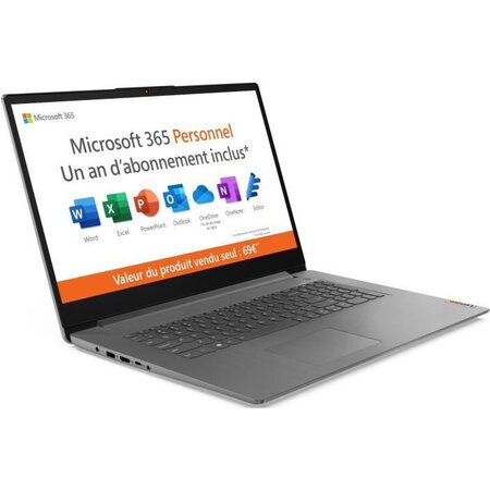 Lenovo ideapad 3 6305 ordinateur portable 43 9 cm (17.3") hd+ intel® celeron® 4 go ddr4-sdram 128 go ssd wi-fi 6 (802.11ax) windows 10 home in s mode gris