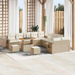 vidaXL Ensemble de canapé de jardin 13 Pièces Beige Poly rotin