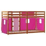 vidaXL Lit superposé avec rideaux rose 90x200 cm bois pin massif