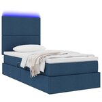 vidaXL Lit avec rangement et LED avec LED Bleu 90 x 190 cm Polyester
