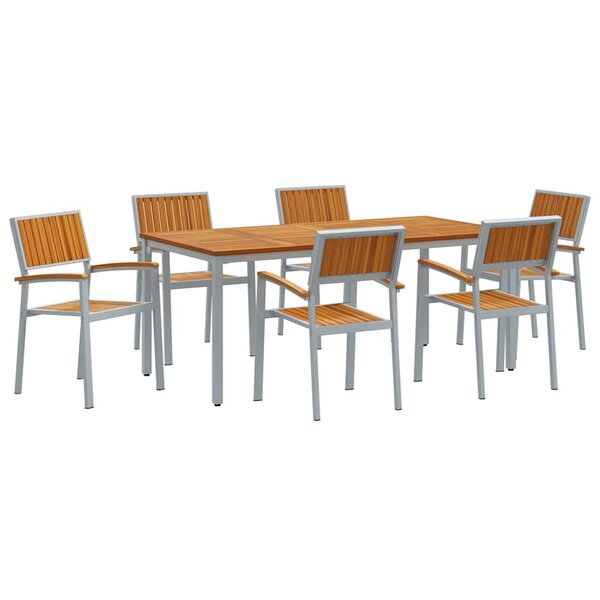 vidaXL Ensemble de salle à manger pour jardin 7 Pièces Gris et marron