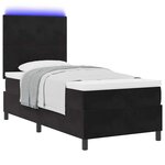 vidaXL Lit à ressort LED avec matelas Noir 80 x 200 cm tissu