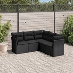 vidaXL Salon de jardin 5 Pièces avec coussins noir résine tressée