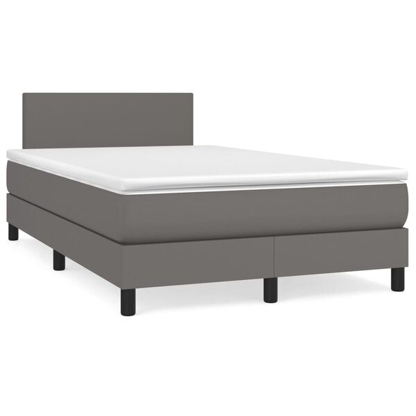 vidaXL Sommier à lattes de lit avec matelas Gris 120x200 cm Similicuir