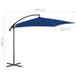 vidaXL Parasol déporté avec mât en acier 250x250 cm Azuré