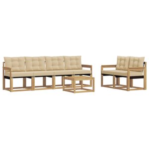 vidaXL Ensemble de canapés d'extérieur 7 Pièces Blanc et Beige