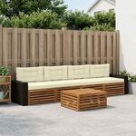 vidaXL Ensemble de canapés d'extérieur 5 Pièces Naturel et Crème