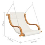 Vidaxl balancelle et coussin crème bois courbé avec finition en teck