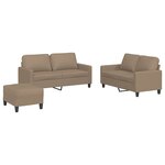 vidaXL Ensemble de canapés 3 Pièces avec coussins Cappuccino Similicuir