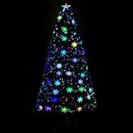 vidaXL Sapin de Noël et flocons de neige LED Noir 120 cm Fibre optique