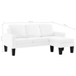 vidaXL Canapé à 3 places avec repose-pied Blanc Similicuir
