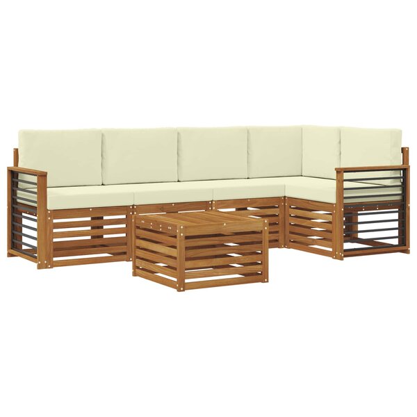 vidaXL Ensemble de canapé d'angle avec coussin 6 Pièces Naturel et Crème