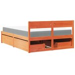 vidaXL Lit avec tiroirs/matelas cire marron 120x200 cm bois massif pin