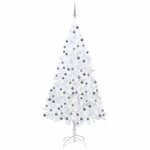 vidaXL Arbre de Noël artificiel pré-éclairé et boules blanc 210 cm PVC