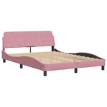 vidaXL Cadre de lit avec LED sans matelas Hanko rose 140x200 cm velours