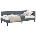vidaXL Cadre de lit d'angle avec matelas 2 pc Gris foncé 90 x 200 cm
