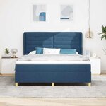 vidaXL Lit à ressorts avec matelas gris foncé 90x190 cm Bleu tissu