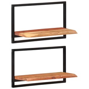 vidaXL Étagères murales 2 Pièces 60x25x35 cm Bois d'acacia et acier