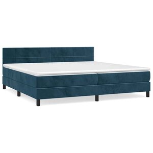 vidaXL Sommier à lattes de lit et matelas Bleu foncé 200x200cm Velours