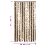 vidaXL Rideau anti-mouches marron foncé et beige 100x230 cm chenille
