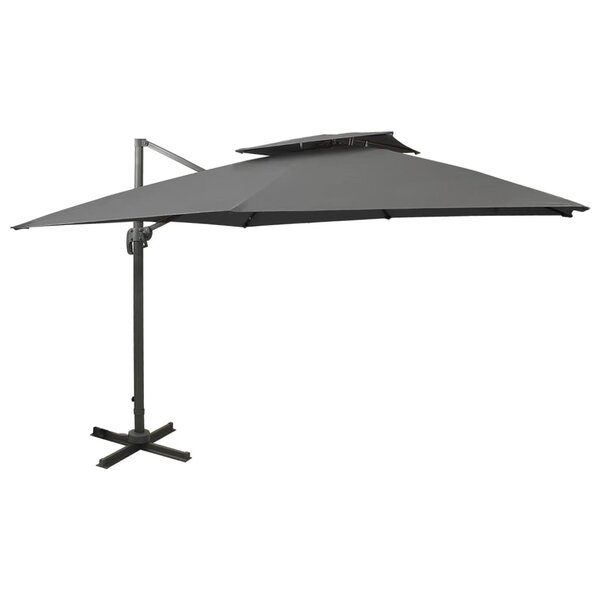 vidaXL Parasol déporté avec double toit 300x300 cm anthracite