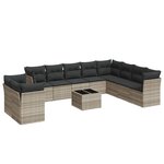 vidaXL Salon de jardin 11 Pièces avec coussins gris clair résine tressée