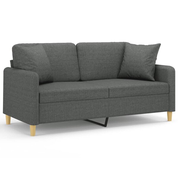 vidaXL Canapé 2 places avec oreillers gris foncé 140 cm tissu