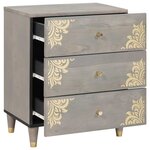 vidaXL Cabinet de chevet Gris 50 x 33 x 62 cm bois de manguier massif