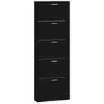 vidaXL Armoire à chaussures Noir 59x17x169 cm Bois d'ingénierie