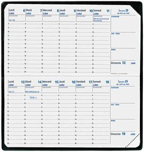 Agenda BI-Planning Couv Plast Grainée noir 8 8 x 17 cm Quovadis
