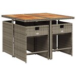 vidaXL Ensemble à manger de jardin 5 Pièces coussins gris résine tressée