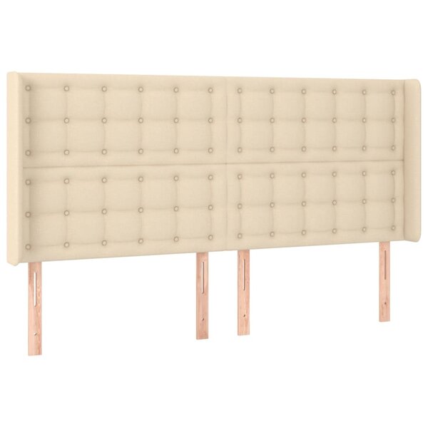 vidaXL Tête de lit avec oreilles Crème 203x16x118/128 cm Tissu