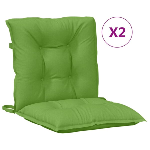 vidaXL Coussins de chaise à dossier bas lot de 2 vert mélangé tissu