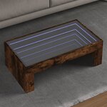 vidaXL Table basse avec LED infini chêne fumé 90x50x30 cm
