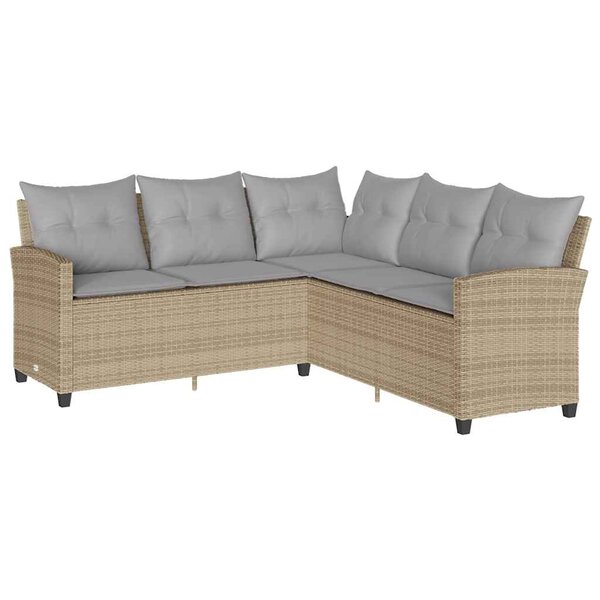 vidaXL Canapés en forme de L avec coussins beige résine tressée