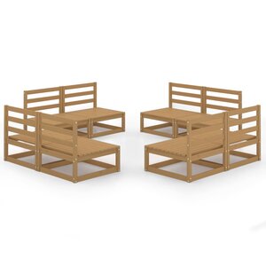 vidaXL Salon de jardin 8 Pièces marron miel bois de pin massif