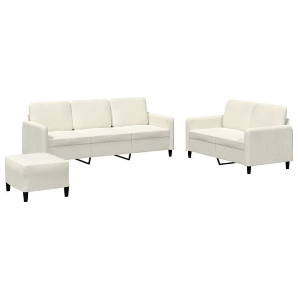 vidaXL Ensemble de canapés 3 Pièces crème velours