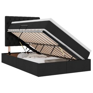 vidaXL Lit de rangement LED avec matelas Noir 120 x 200 cm Tissu
