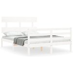 vidaXL Cadre de lit sans matelas blanc bois massif