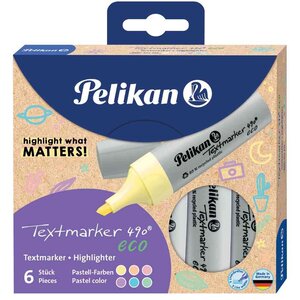 Surligneur 490 eco  étui de 6  couleurs pastel PELIKAN