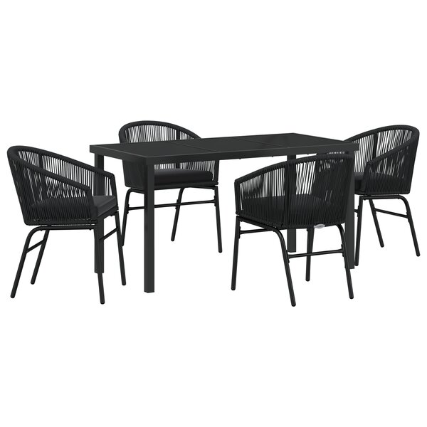 vidaXL Set de jardin de 5 pièces - Rattan poly chic en noir