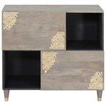 vidaXL Buffet Gris et or 80 x 33 x 75 cm Bois de mangue massif