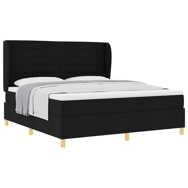 vidaXL Lit à ressorts avec matelas gris foncé 90x190 cm Noir tissu