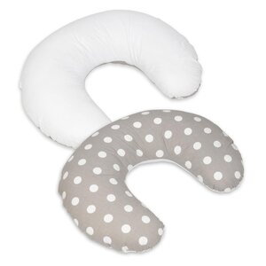 Coussin appui-tête pois sur fond gris blanc
